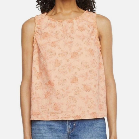 NWT Woman’s a.n.a Orange Coral Floral Sleeveless Blouse Top Open Back Large - Picture 7 of 8